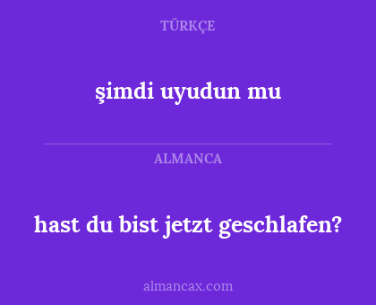 şimdi uyudun mu - hast du bist jetzt geschlafen?