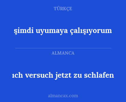şimdi uyumaya çalışıyorum - ıch versuch jetzt zu schlafen