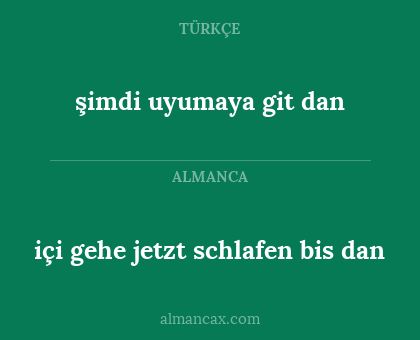 içi gehe jetzt schlafen bis dan - şimdi uyumaya git dan