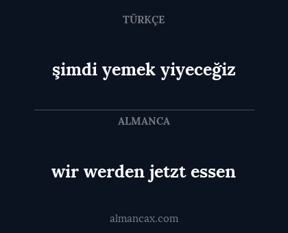 wir werden jetzt essen - şimdi yemek yiyeceğiz