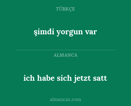 ich habe sich jetzt satt - şimdi yorgun var