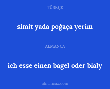 ich esse einen bagel oder bialy - simit yada poğaça yerim