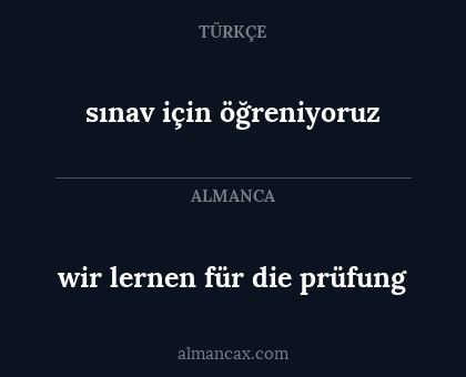 wir lernen für die prüfung - sınav için öğreniyoruz