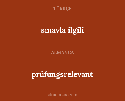 prüfungsrelevant - sınavla ilgili