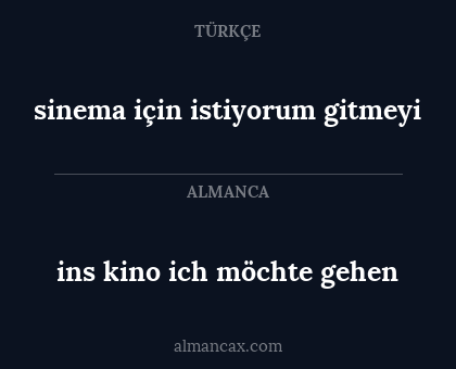 sinema için istiyorum gitmeyi - ins kino ich möchte gehen