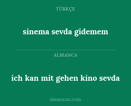 sinema sevda gidemem - ich kan mit gehen kino sevda
