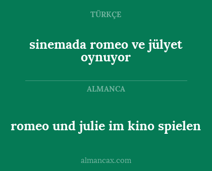 sinemada romeo ve jülyet oynuyor - romeo und julie im kino spielen