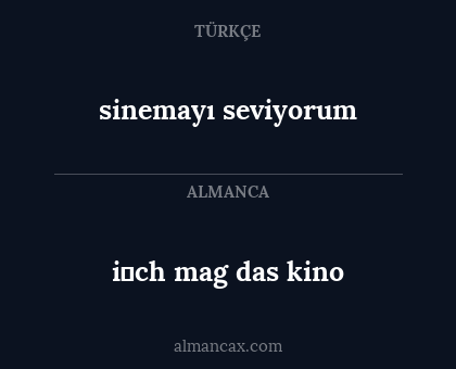 i̇ch mag das kino - sinemayı seviyorum