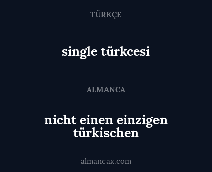 single türkcesi - nicht einen einzigen türkischen