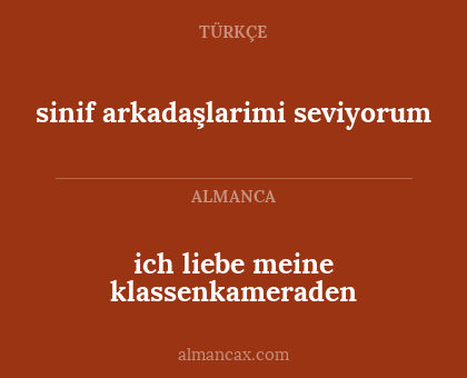 ich liebe meine klassenkameraden - sinif arkadaşlarimi seviyorum