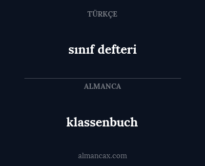 sınıf defteri - klassenbuch