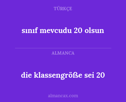 die klassengröße sei 20 - sınıf mevcudu 20 olsun