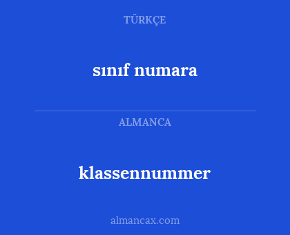 klassennummer - sınıf numara