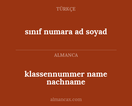 klassennummer name nachname - sınıf numara ad soyad