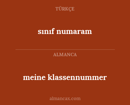 sınıf numaram - meine klassennummer