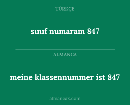 sınıf numaram 847 - meine klassennummer ist 847