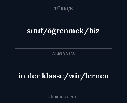 in der klasse/wir/lernen - sınıf/öğrenmek/biz