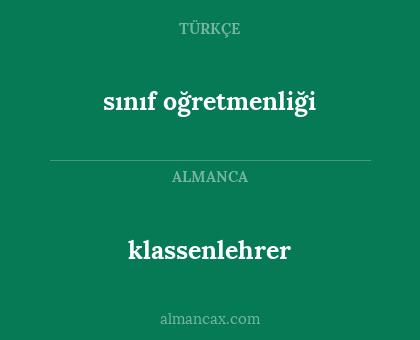 klassenlehrer - sınıf oğretmenliği