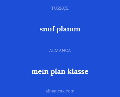 sınıf planım - mein plan klasse