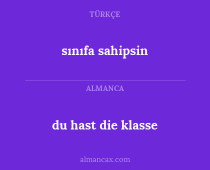 sınıfa sahipsin - du hast die klasse