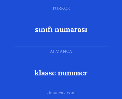 klasse nummer - sınıfı numarası
