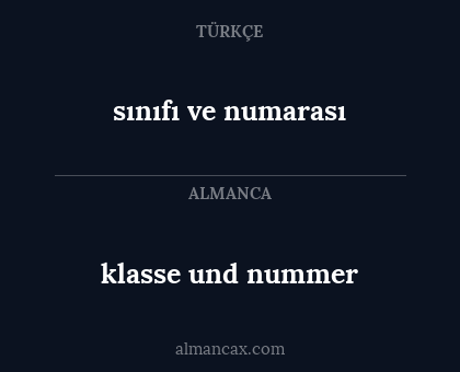 klasse und nummer - sınıfı ve numarası