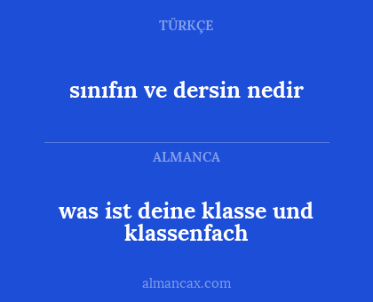 was ist deine klasse und klassenfach - sınıfın ve dersin nedir