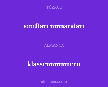 klassennummern - sınıfları numaraları