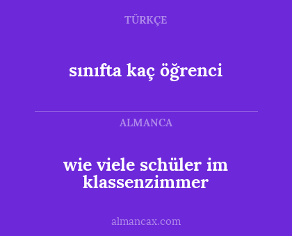 sınıfta kaç öğrenci - wie viele schüler im klassenzimmer
