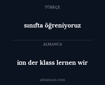 sınıfta öğreniyoruz - i̇n der klass lernen wir