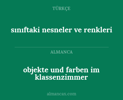 objekte und farben im klassenzimmer - sınıftaki nesneler ve renkleri