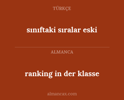 ranking in der klasse - sınıftaki sıralar eski