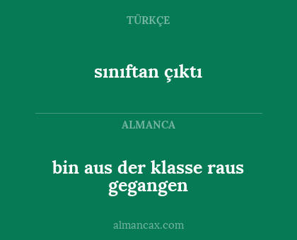 bin aus der klasse raus gegangen - sınıftan çıktı