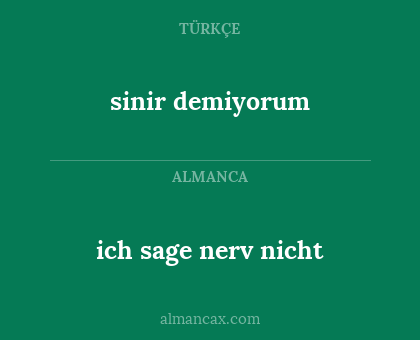 sinir demiyorum - ich sage nerv nicht