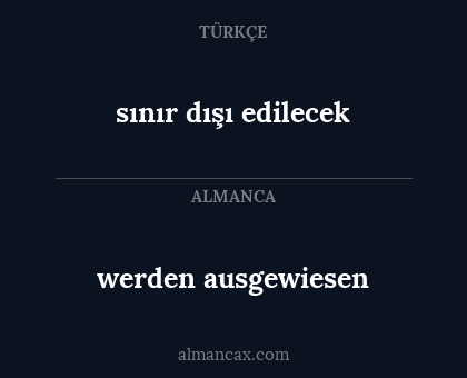 werden ausgewiesen - sınır dışı edilecek