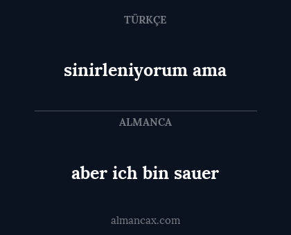 sinirleniyorum ama - aber ich bin sauer