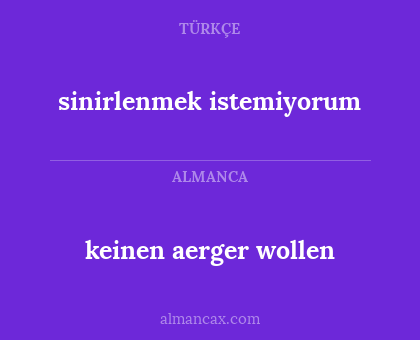 sinirlenmek istemiyorum - keinen aerger wollen