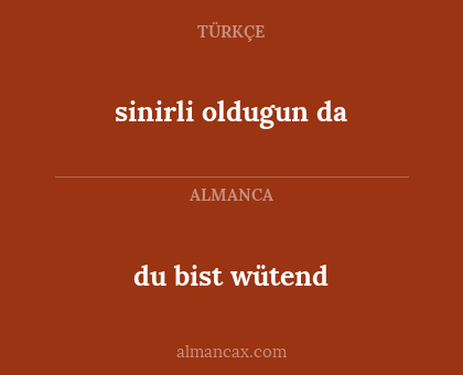 du bist wütend - sinirli oldugun da
