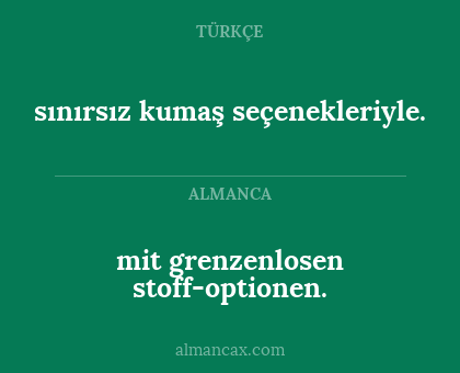 mit grenzenlosen stoff-optionen. - sınırsız kumaş seçenekleriyle.