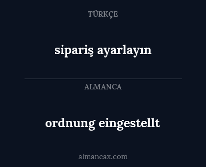ordnung eingestellt - sipariş ayarlayın