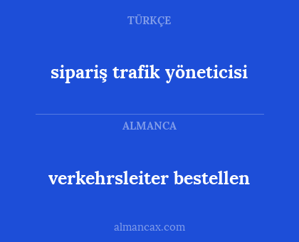 verkehrsleiter bestellen - sipariş trafik yöneticisi