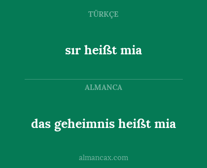 das geheimnis heißt mia - sır heißt mia