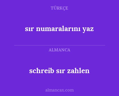 sır numaralarını yaz - schreib sır zahlen