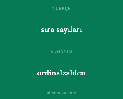 ordinalzahlen - sıra sayıları