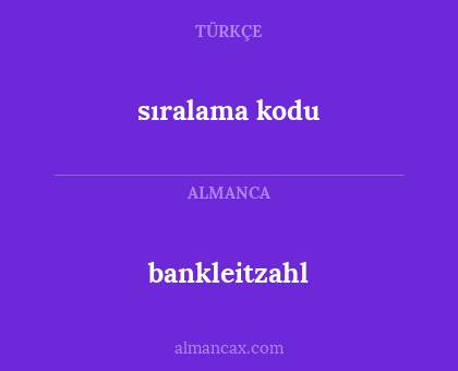 sıralama kodu - bankleitzahl