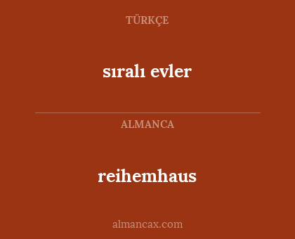 reihemhaus - sıralı evler