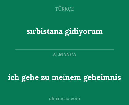 ich gehe zu meinem geheimnis - sırbistana gidiyorum