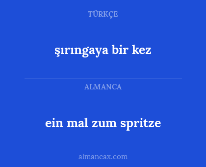 ein mal zum spritze - şırıngaya bir kez