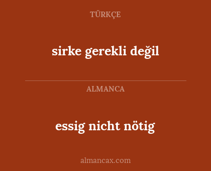 sirke gerekli değil - essig nicht nötig