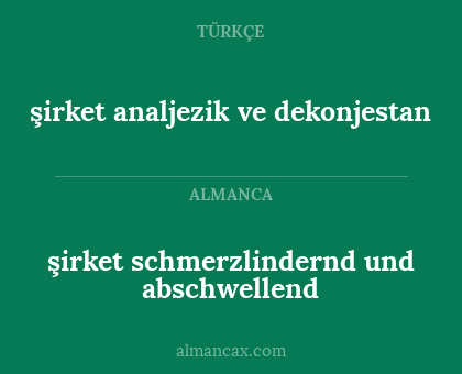 şirket analjezik ve dekonjestan - şirket schmerzlindernd und abschwellend